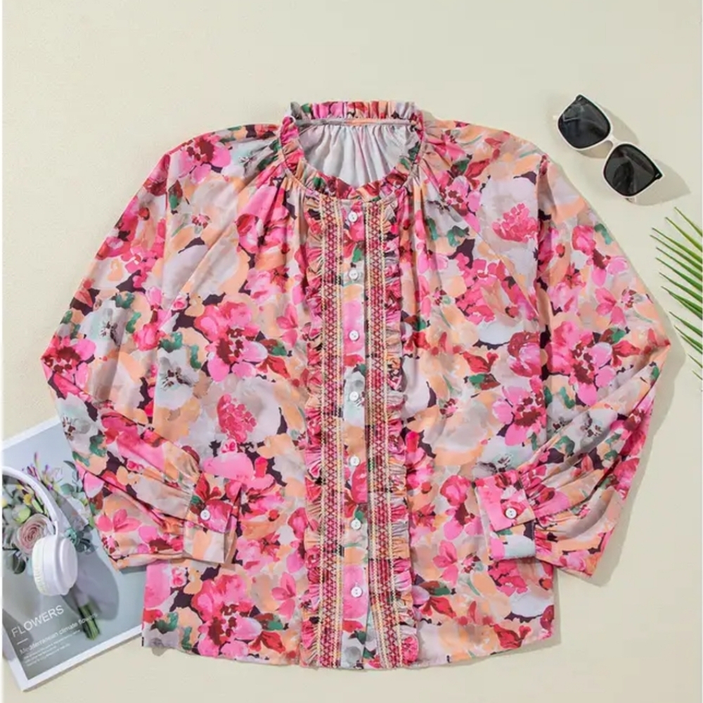 Easy Clothes Floral Ruffle Blouse - Picture 11 of 15